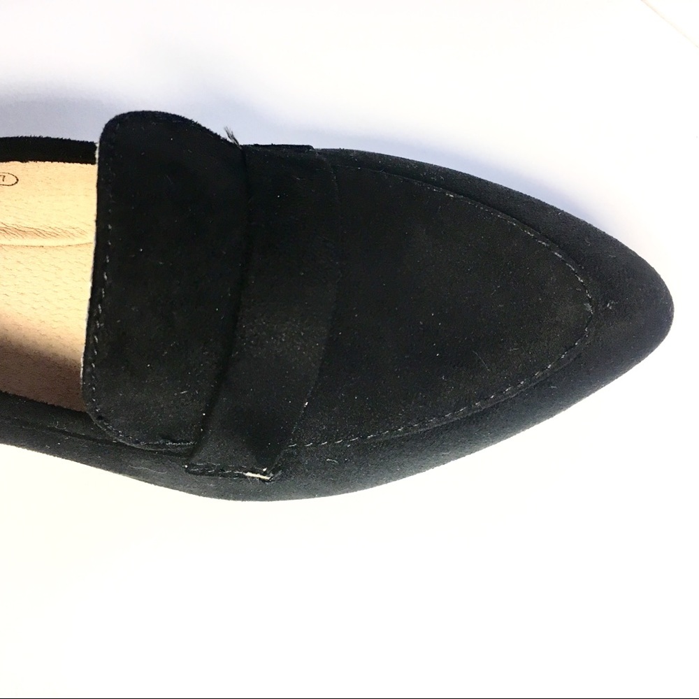 NWT Black Faux Suede Loafers - Pointed Toe Flats - Picture 4 of 5